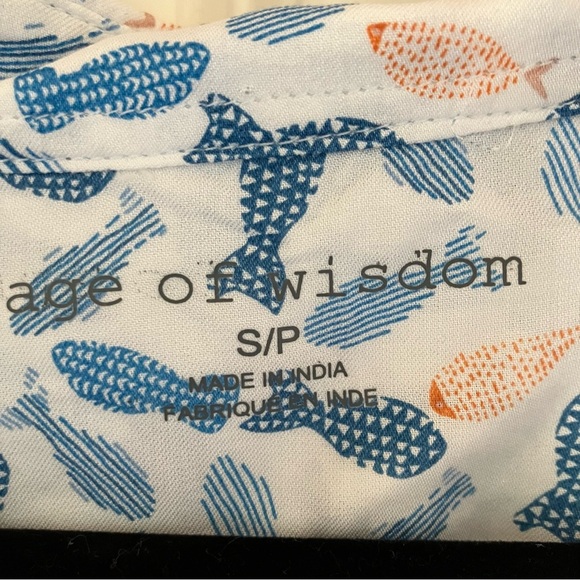 NWT Age Of Wisdom Men's Collared Shirt Fish Outdoors 100% Modal Sky Blue (Small) - Picture 5 of 7